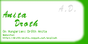 anita droth business card
